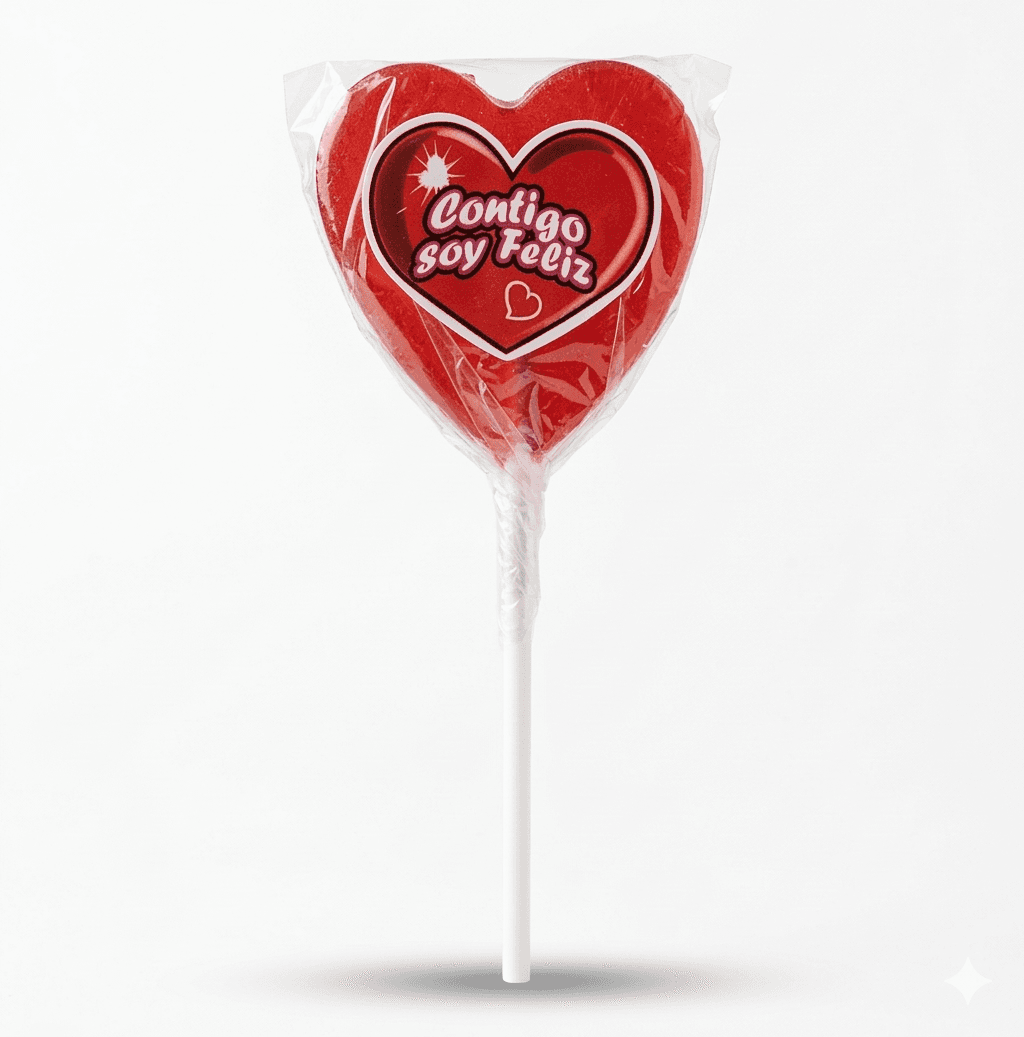 Paleta de corazón con frase